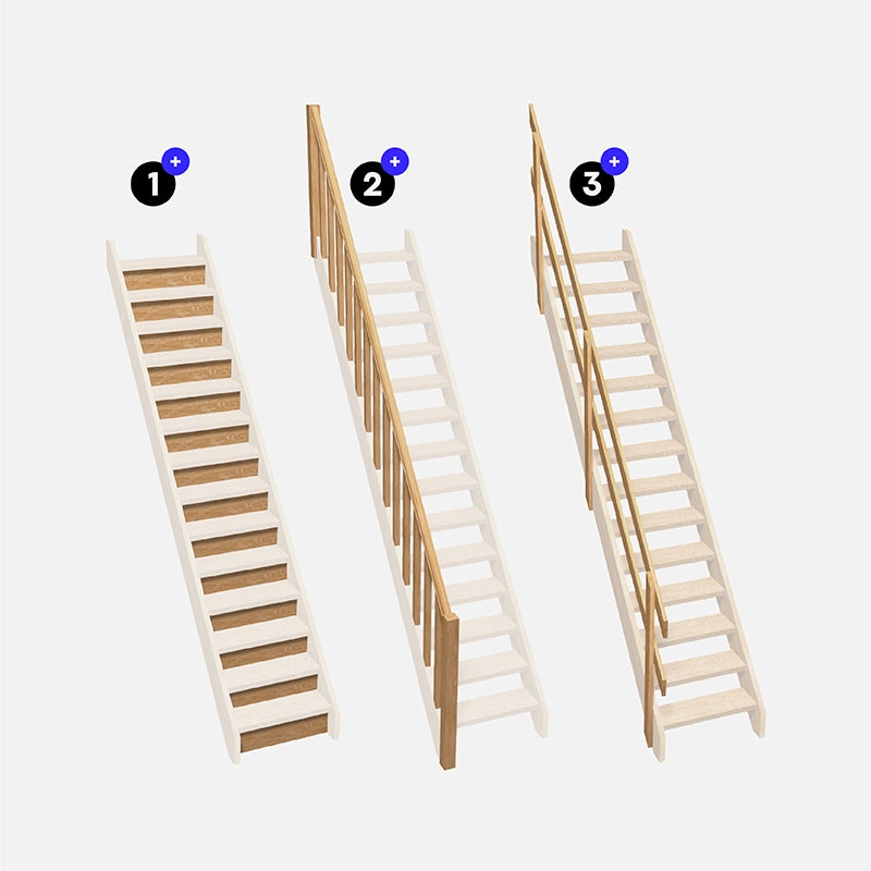 NORMANDIE - Scala rettilinea in legno con balaustro e alzate