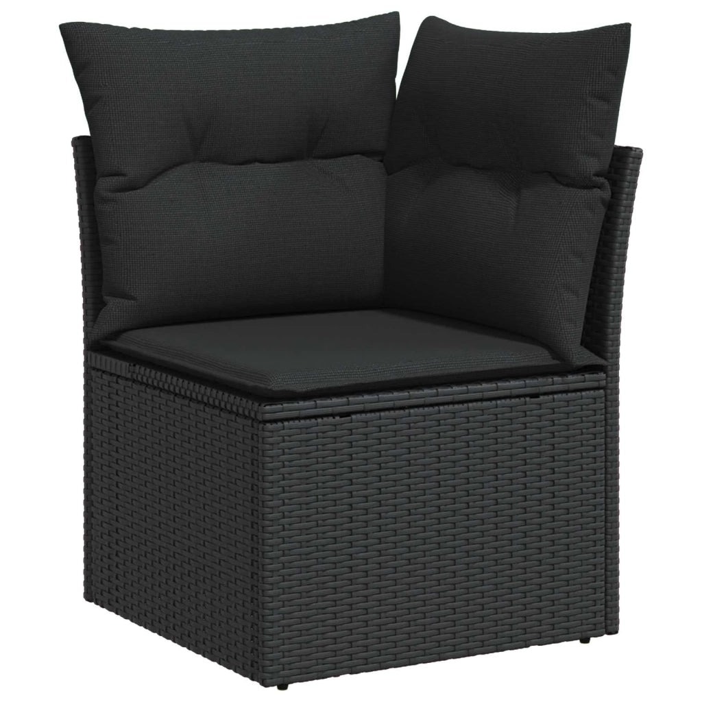 Set Divano da Giardino 9 pcs Nero polyrattan