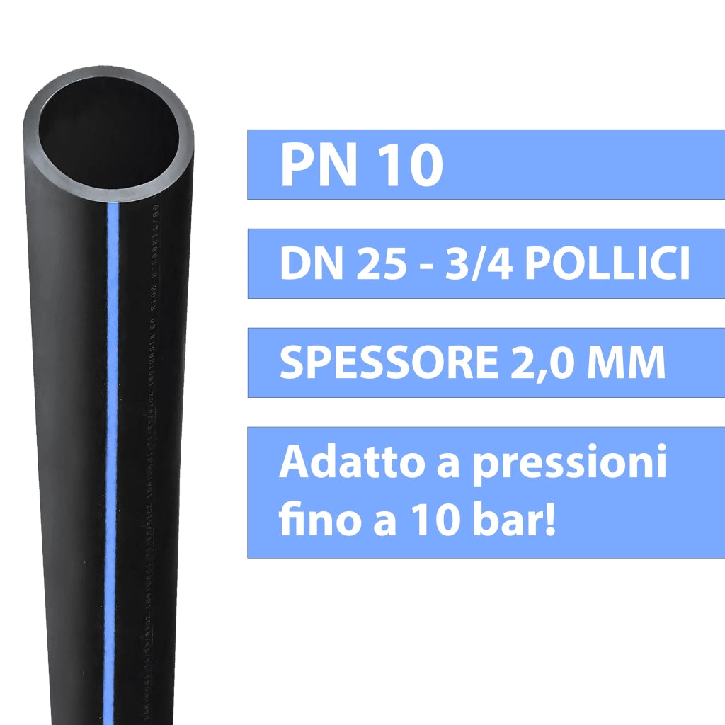 TUBO IRRIGAZIONE PN 10 ALTA DENSITA' 50 METRI/DN 25