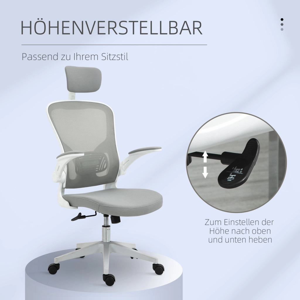 Sedia da ufficio ergonomica ¨C zephmum ¨C grigio 65x64x114-122 cm