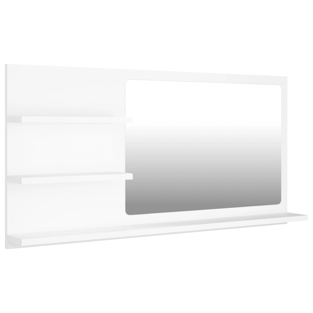 Specchio da Bagno Bianco 90x10,5x45 cm in Legno Multistrato 805015