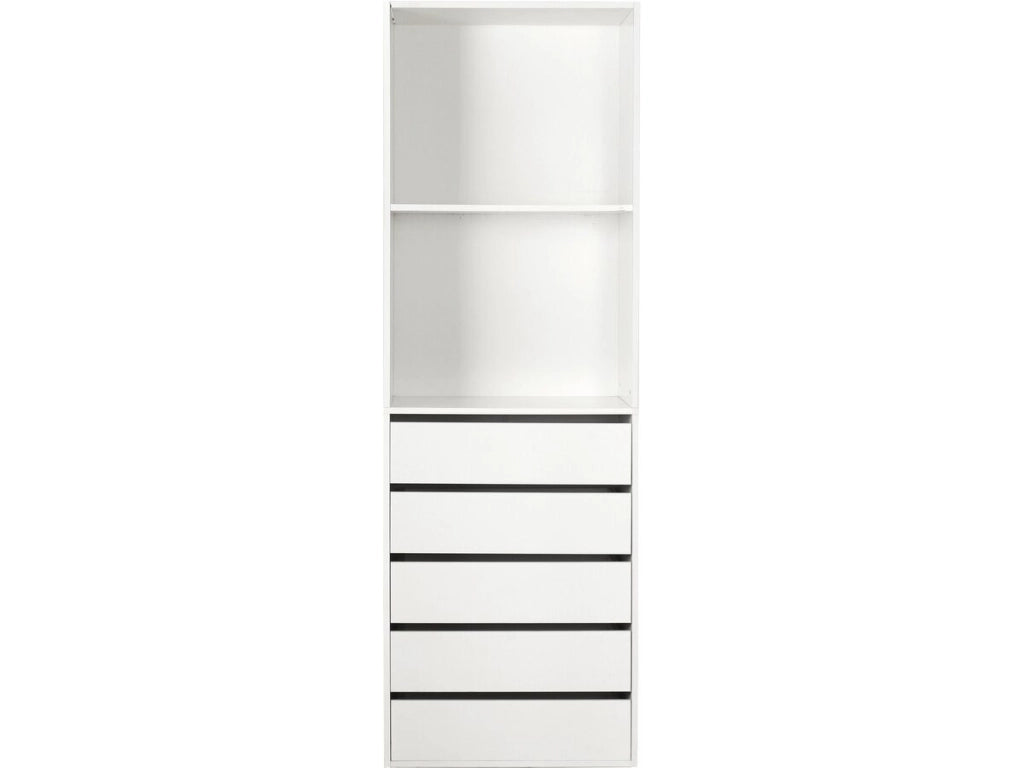 Armadio "Opéra" con 5 cassetti e 2 ripiani - 60 x 45 x 180 cm - Bianco