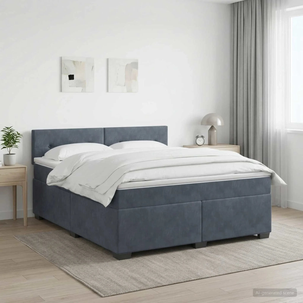 Letto box spring con materasso Grigio Scuro 140 x 200 cm 3450729