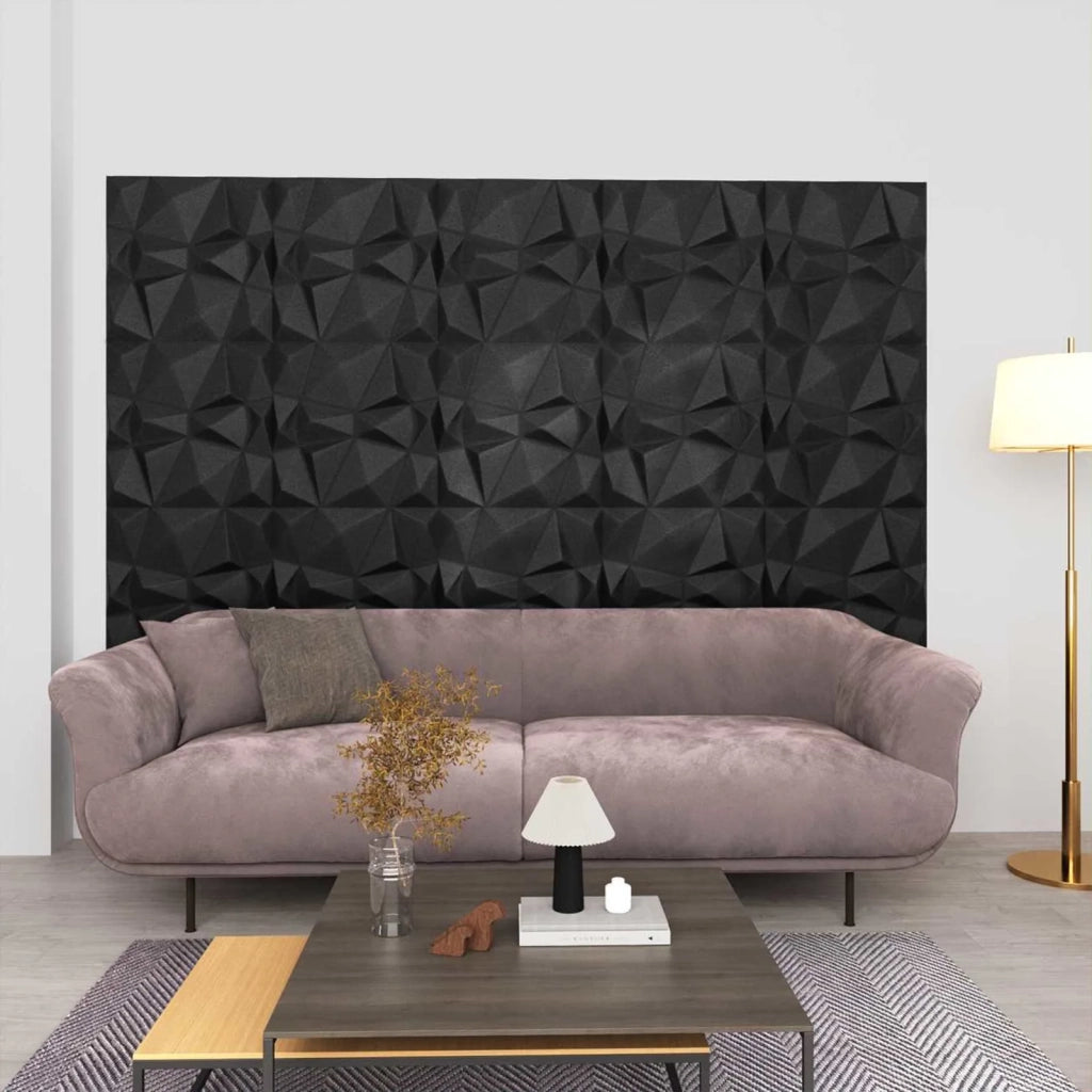 Pannelli da parete 48 pcs Nero Diamante 50 x 50 cm Schiuma XPS 42046026
