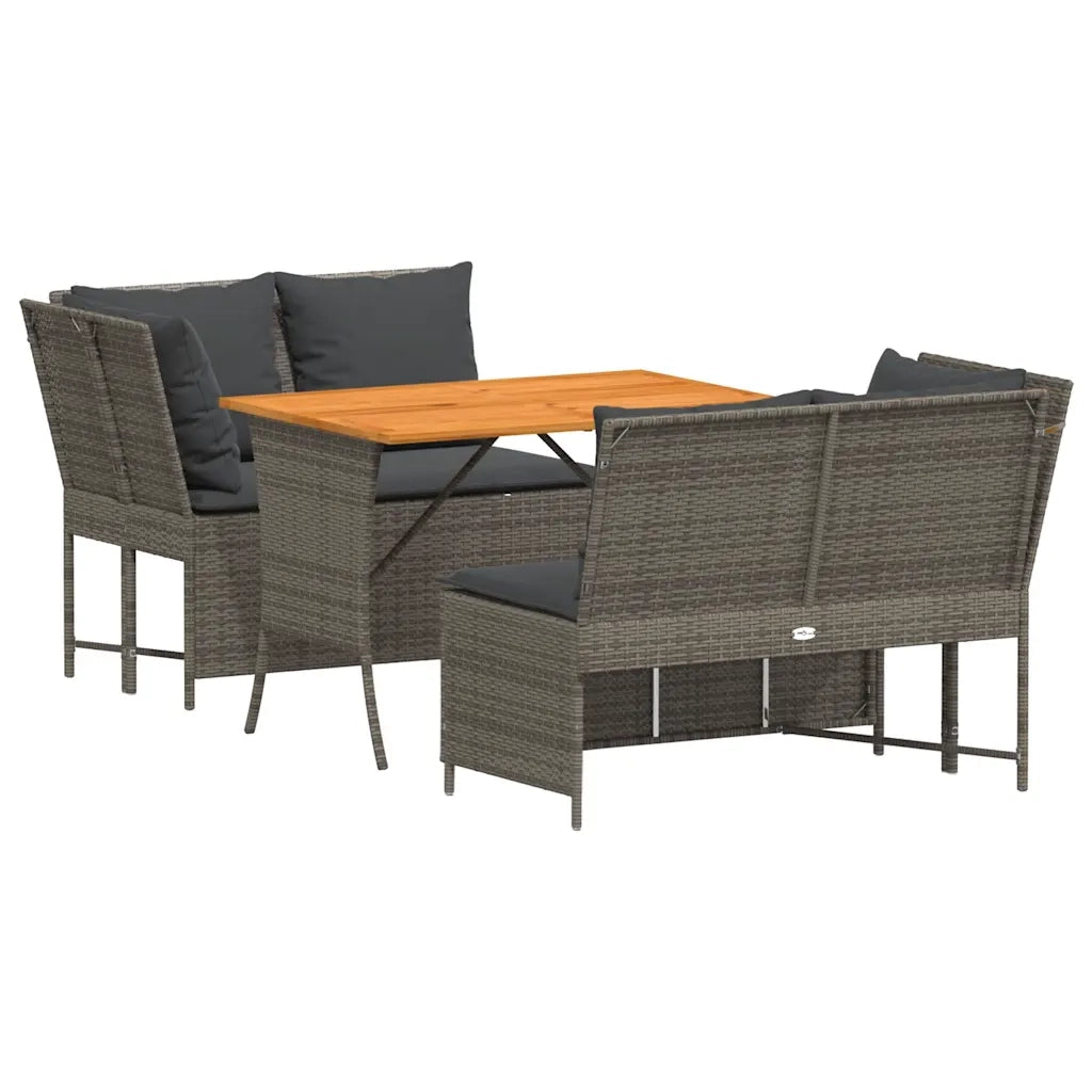 Set Divani da Giardino 3 pz con Cuscini Grigio in Polyrattan