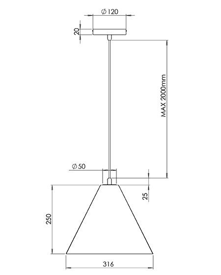 Lampada a Sospensione Cone, Struttura in Metallo e Plastica Vegetale, Attacco E27, IP20, Colore Bianco, Diametro 315mm - Design Moderno