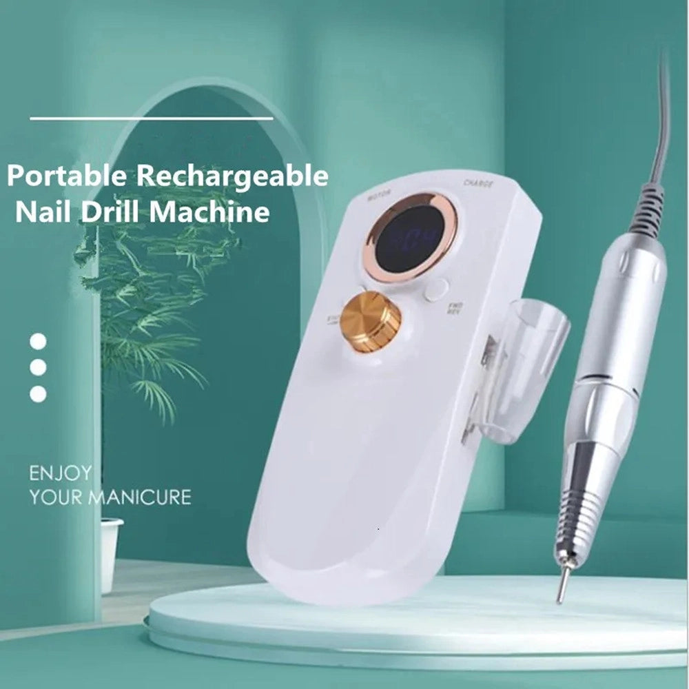 Trade Shop - Fresa Per Unghie Portatile Ricaricabile 35000 Rpm Strumenti Nail Art Manicure Set Punte -