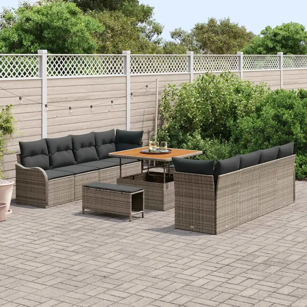 Set Divano da Giardino con cuscino 11 pcs Grigio 3364198