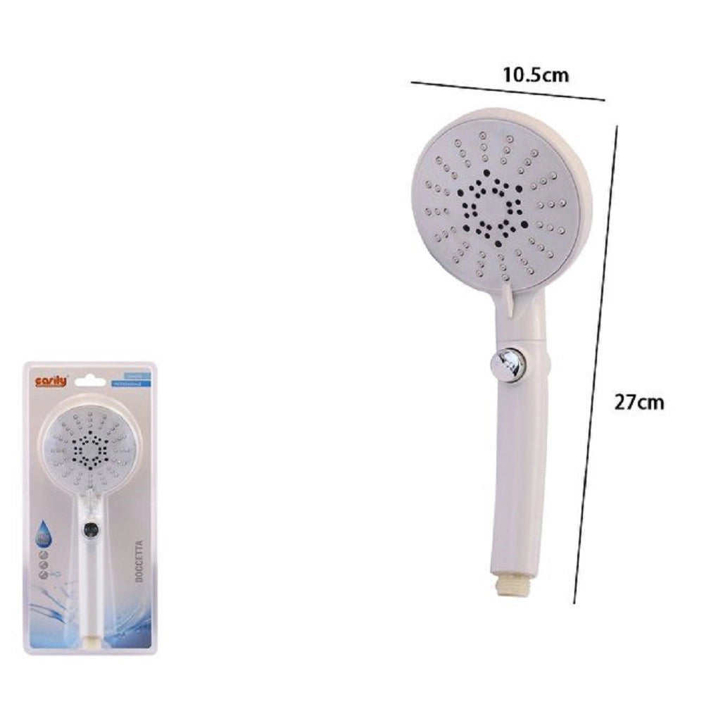 Trade Shop - Doccetta Soffione Doccia Multigetto Rotondo Moderno 10.5x27cm Con Pulsante 79700 -