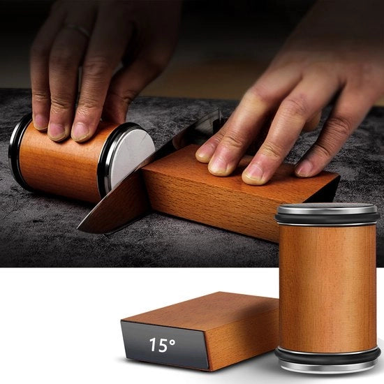 Kit grinder pietra per piano cottura, set di pietre grinder per piano cottura, grinder con pietra diamantata e ceramica, adatto per ogni durezza di acciaio e due angoli di abrasione di 15 e 20 gradi (in legno)