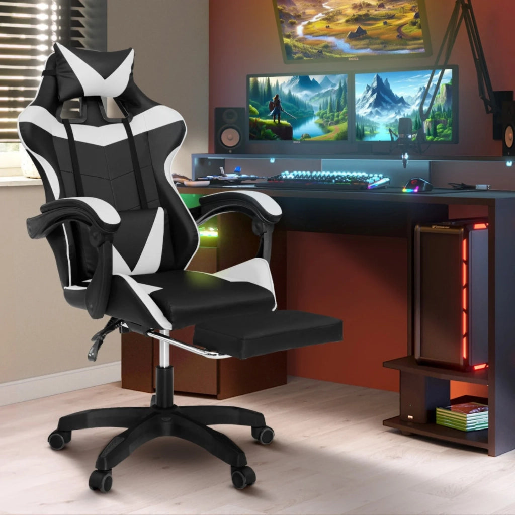 IDMarket - Sedia gaming, sedia ufficio nero e bianco ALEX
