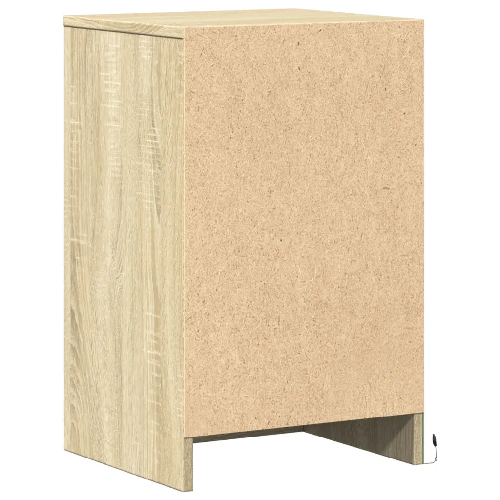 Comodino | Armadio da Notte | Mobiletto da notte con Luci LED Rovere Sonoma in Legno Multistrato
