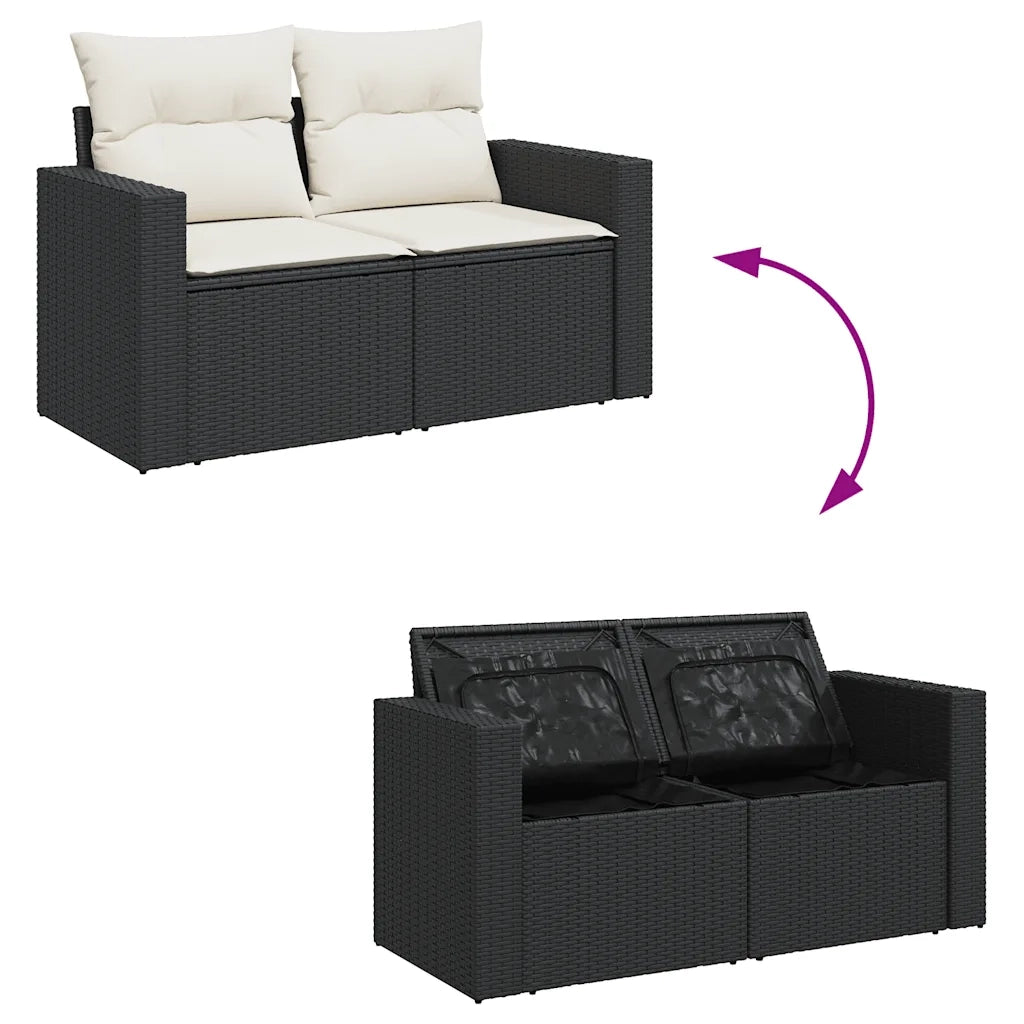 Set Divani da Giardino 5 pz con Cuscini in Polyrattan Nero 3256420