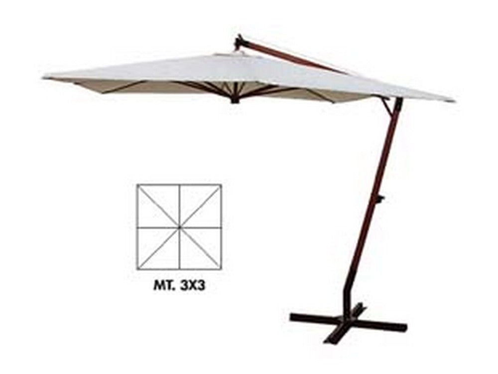 1pz ombrellone quadro decentrato legno manovella cm300x300 palo mm55x55 8 cod:ferx.fer115285