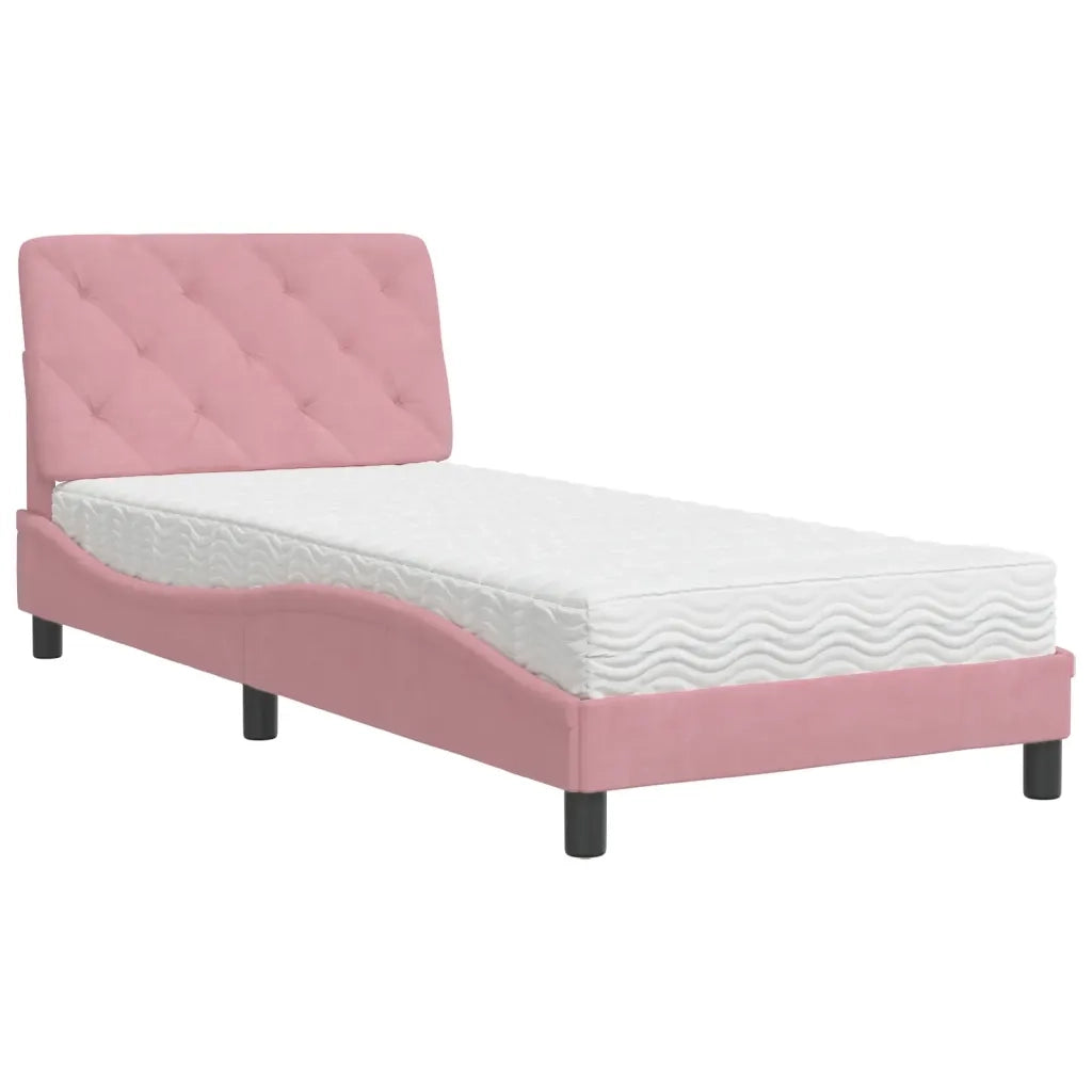 Letto con Materasso Rosa 90x200 cm in Velluto 3208639