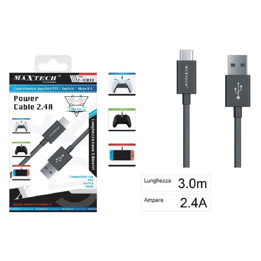 Trade Shop - Cavo Usb Type C Ricarica Joystick Controller Ps5 Xbox Switch Usb-c 2.4a F-tc018 -