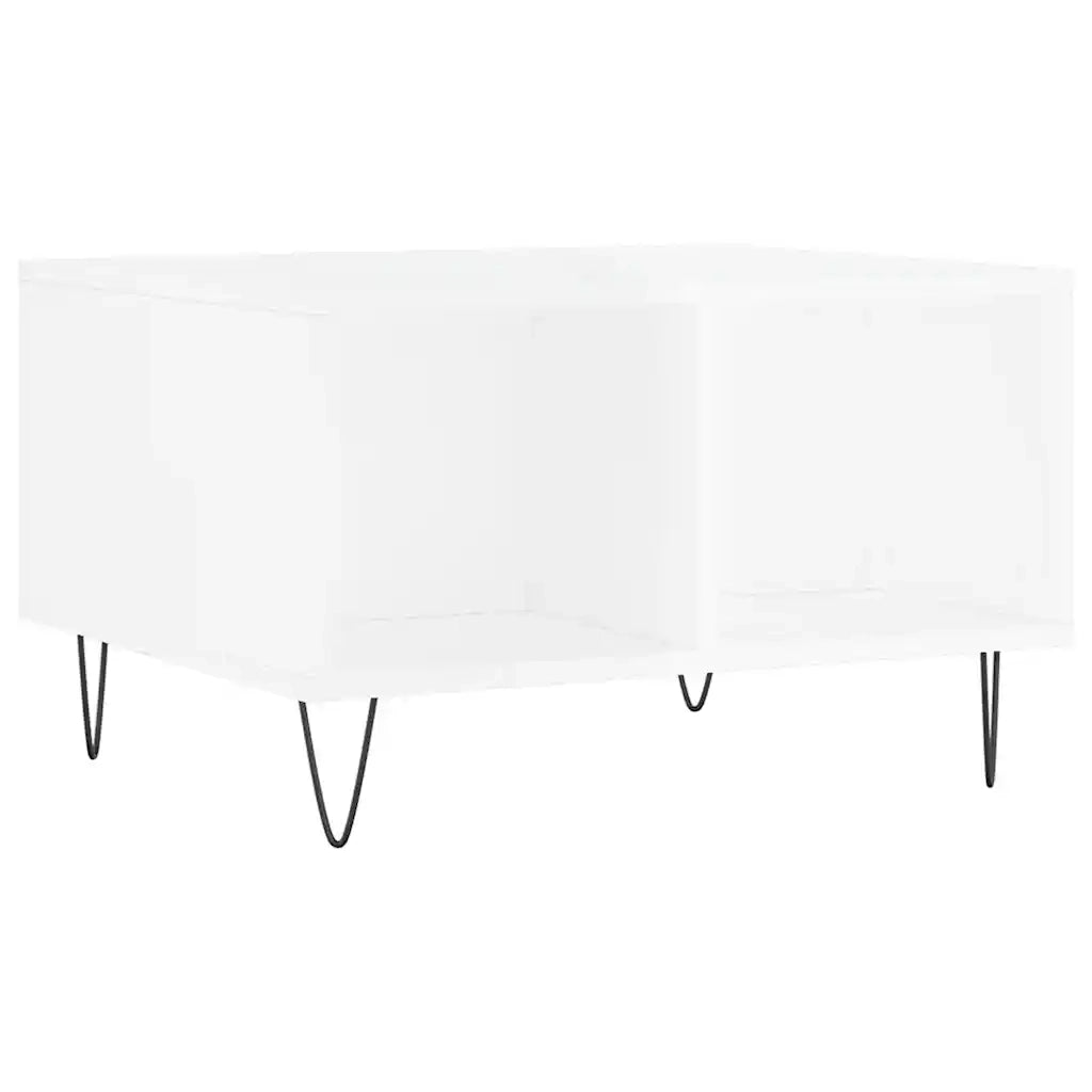 Tavolino Salotto-Tavolino da soggiorno-Tavolo Bianco Lucido 60x50x36,5 cm Legno Multistrato 605898