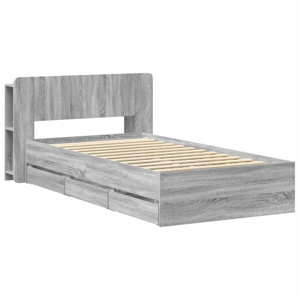 Struttura del letto con stoccaggio e testata Sonoma grigio 3433921