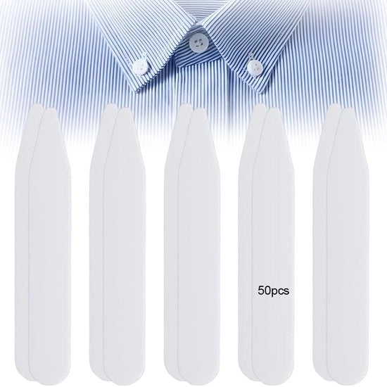 Fibbia per cravatta 50 pezzi - Plastica - Camicia uomo - PET duraturo - Bottoni cravatta - Dimensione 1 x 7 cm - Supporti cravatta