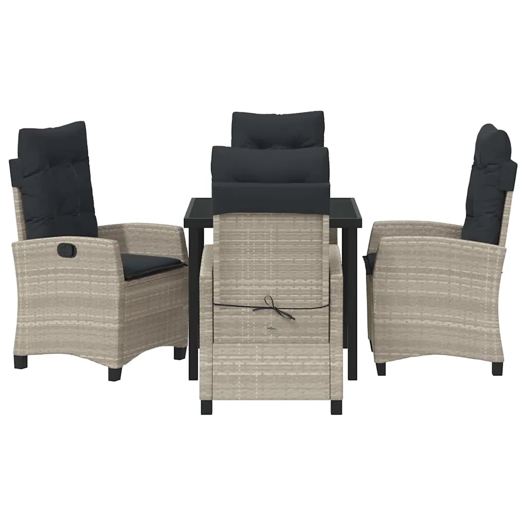 Set da Pranzo per Giardino 5 pcs Grigio chiaro polyrattan