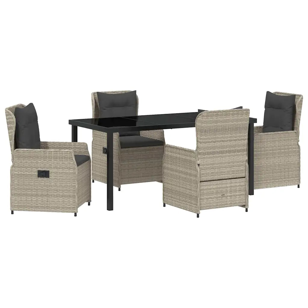 Set da Pranzo per Giardino 5 pcs Grigio chiaro polyrattan