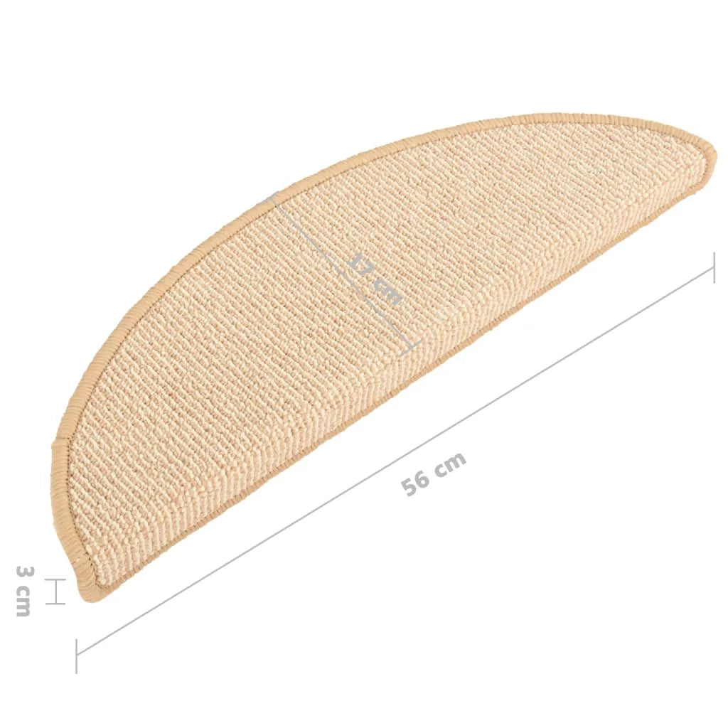 Tappetini per scale 15 pz 56x17x3 cm Crema Semicircolari 149853