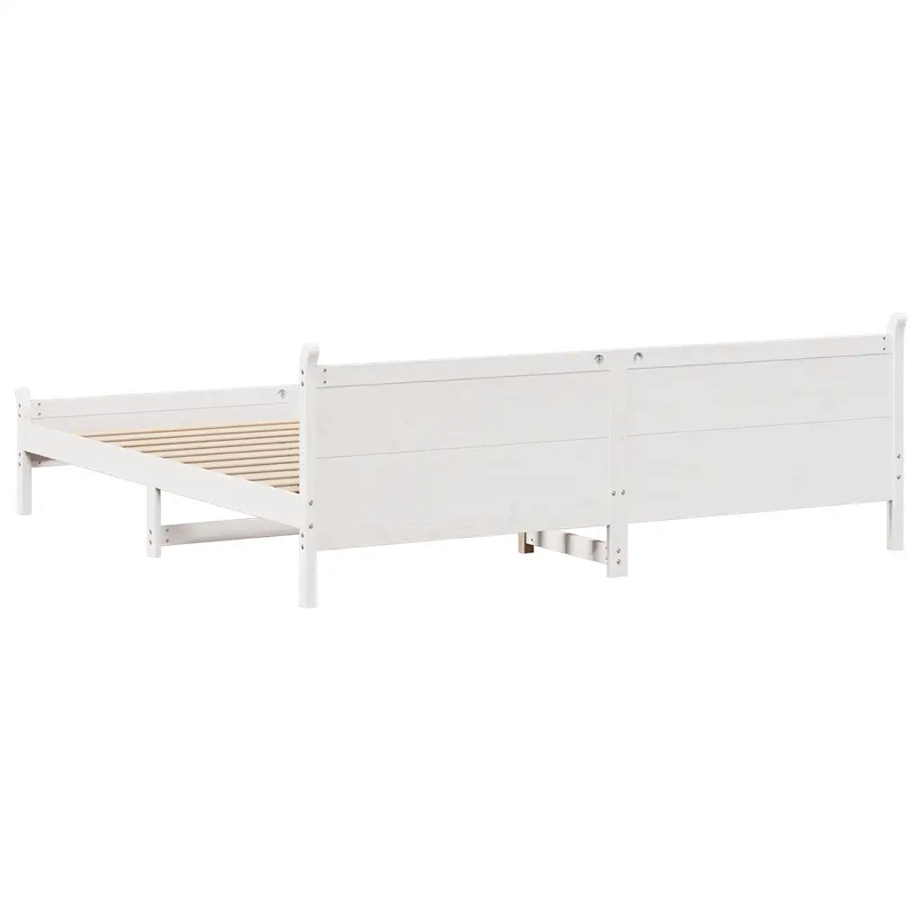 Giroletto senza Materasso Bianco 200x200 cm Legno Massello Pino 3309723
