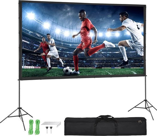 Schermo Proiettore con Standard, 120 pollici, 16:9, 4K 1080 HD Ripiegabile, Senza Rigidità, Con Tasca Portatile e Pennelli di Terra, Per Cinema Domestico, Cinema, Serata di Film Nella Corte Esterna