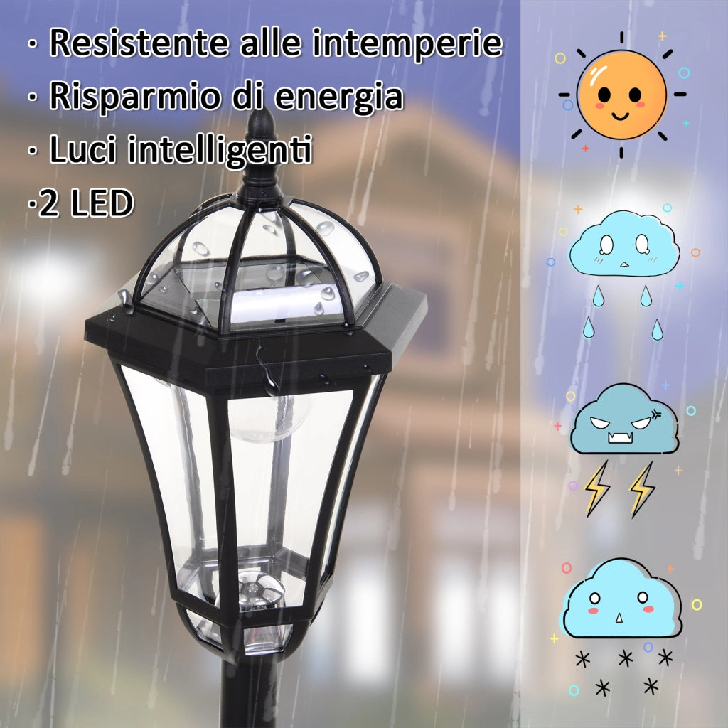 Set Lampioni Solari per Giardino ¨C Minimal ¨C 2 Pezzi, Nero