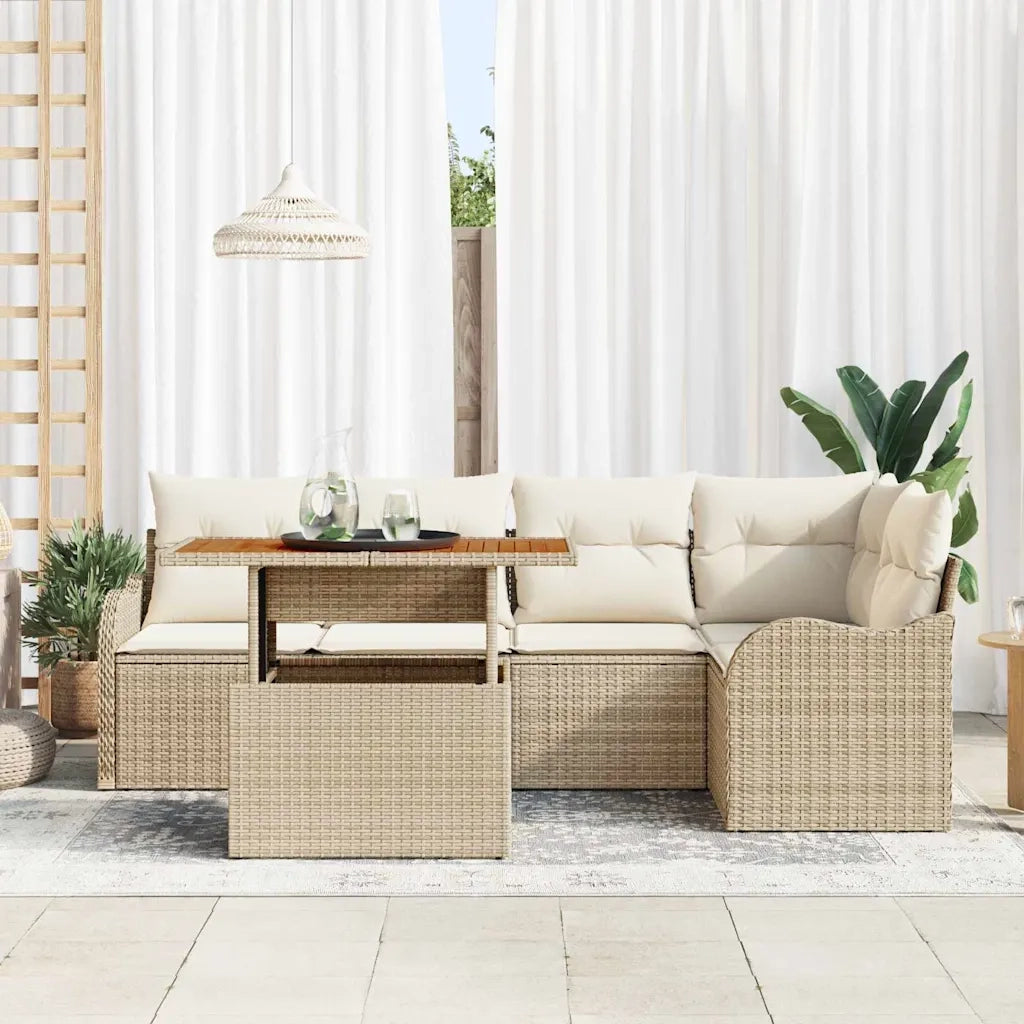Set Divano da Giardino 6 pcs Beige Poly Rattan 3358199