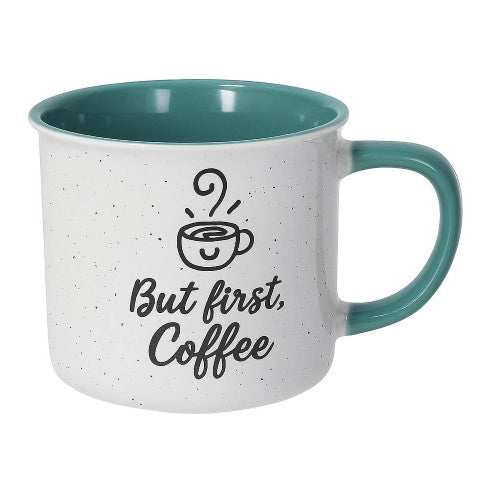Tognana Mug 350 cc Happy Coffee Stoneware "But first, Coffee"
