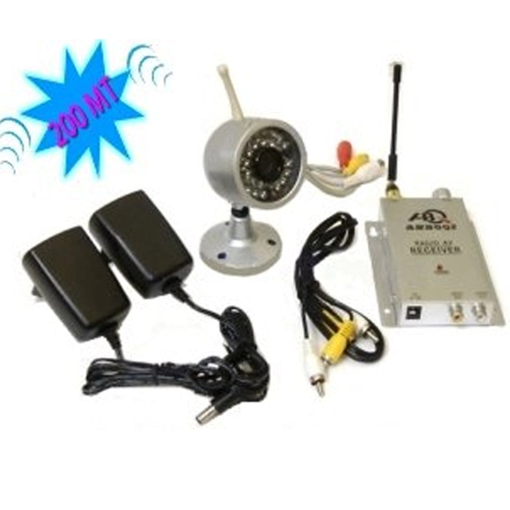 Trade Shop - Kit Videosorveglianza Wireless Ricevitore 200 Mt. Con Telecamera Infrarossi -