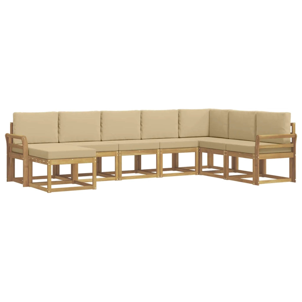 Set di divani da esterno con cuscino 8 pcs Bianco e Beige 3388052