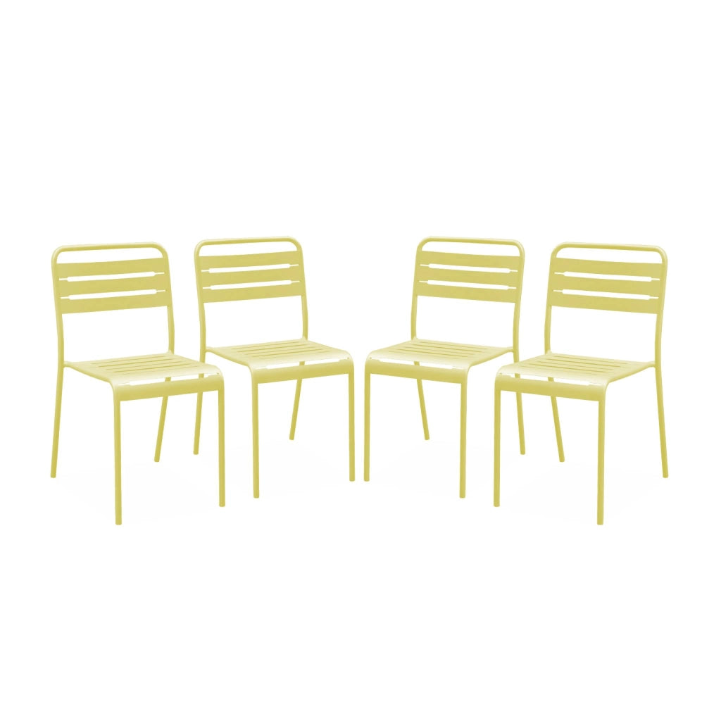 set 4 sedie da giardino bistrot in acciaio, giallo