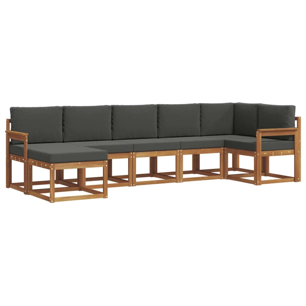 Set di divani da esterno con cuscino 7 pcs Naturale e Antracite 3366700