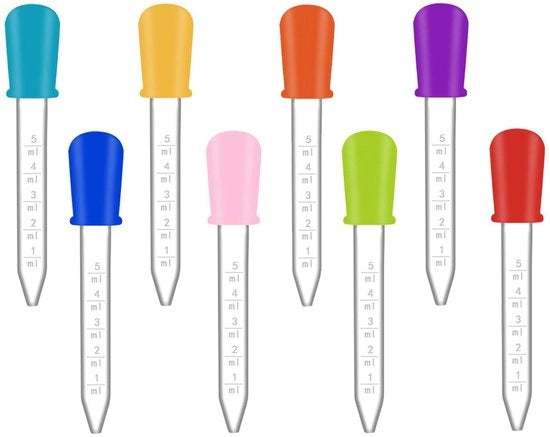 Pipette 5 ml - Plastica / Silice - Dispensatore Liquido - 8 Pezzi - Sicuro per l'Alimentazione/BPA Libero