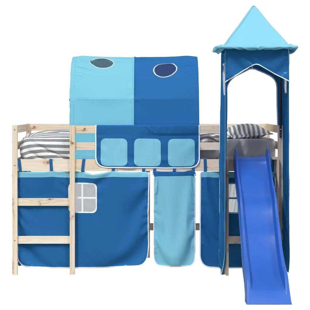 Tende per Letto a Soppalco con Tunnel e Torre Blu 835920