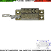 Sensore Magnetico da Esterno in Zama Con Alette Forate di Fissaggio Contatto Reed NC Ampolla Sottovuoto Sensibilità Magnetica 10 mm Tensione Max 30 V 10 W Carico Resistivo 4 Fili 2 NC e 2 Tamper IP65