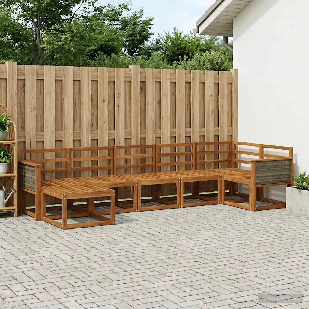 Set di divani da esterno 7 pcs Naturale