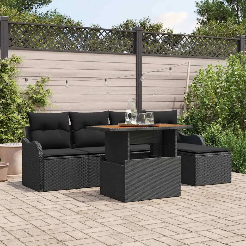 Set Divano da Giardino con archiviazione 6 pcs Nero Poly Rattan 3358186
