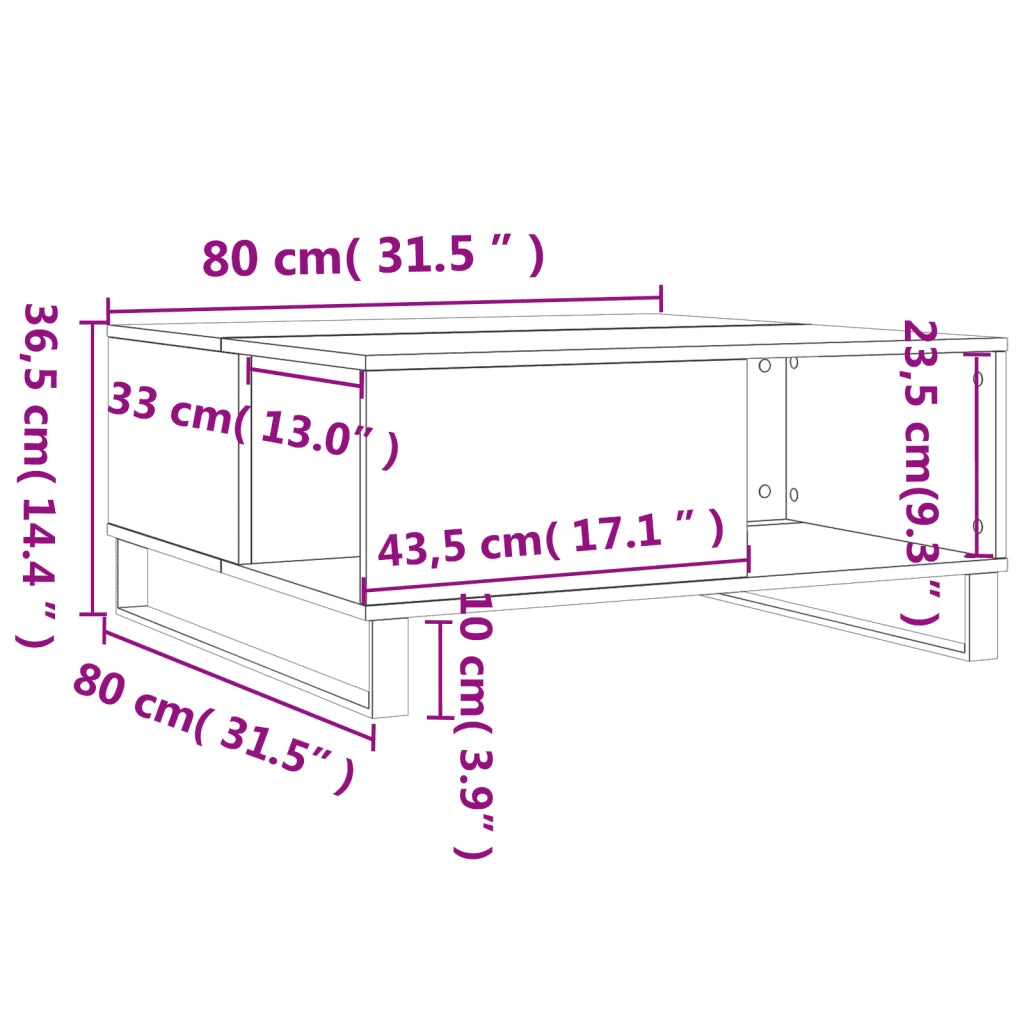 Tavolino salotto | Tavolino da caff¨¨ | Tavolino da Soggiorno Rovere Sonoma 80x80x36,5 cm Legno Multistrato