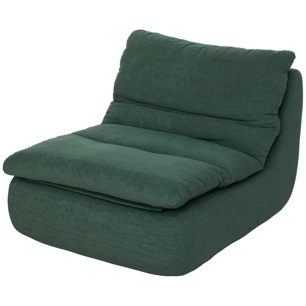 Sedia da Terra Moderna e Imbottita in Tessuto Effetto Velluto Verde e Schiuma, 82x103x75 cm