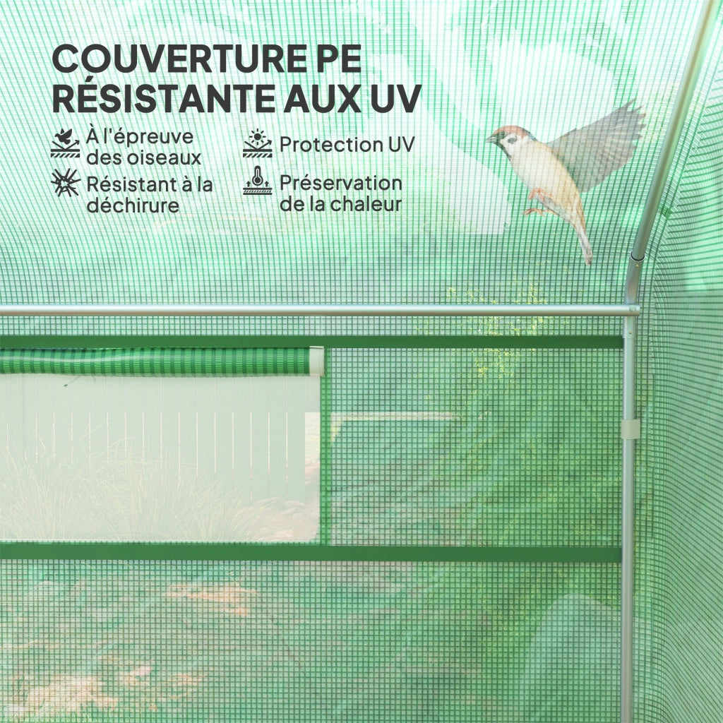 Serra da giardino 4x3x2m con porte avvolgibili e finestroni ¨C zephmum ¨C verde