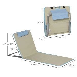 2 Materassini Da Spiaggia Pieghevoli Con Cuscino Beige 124 X 53 Cm In Poliestere