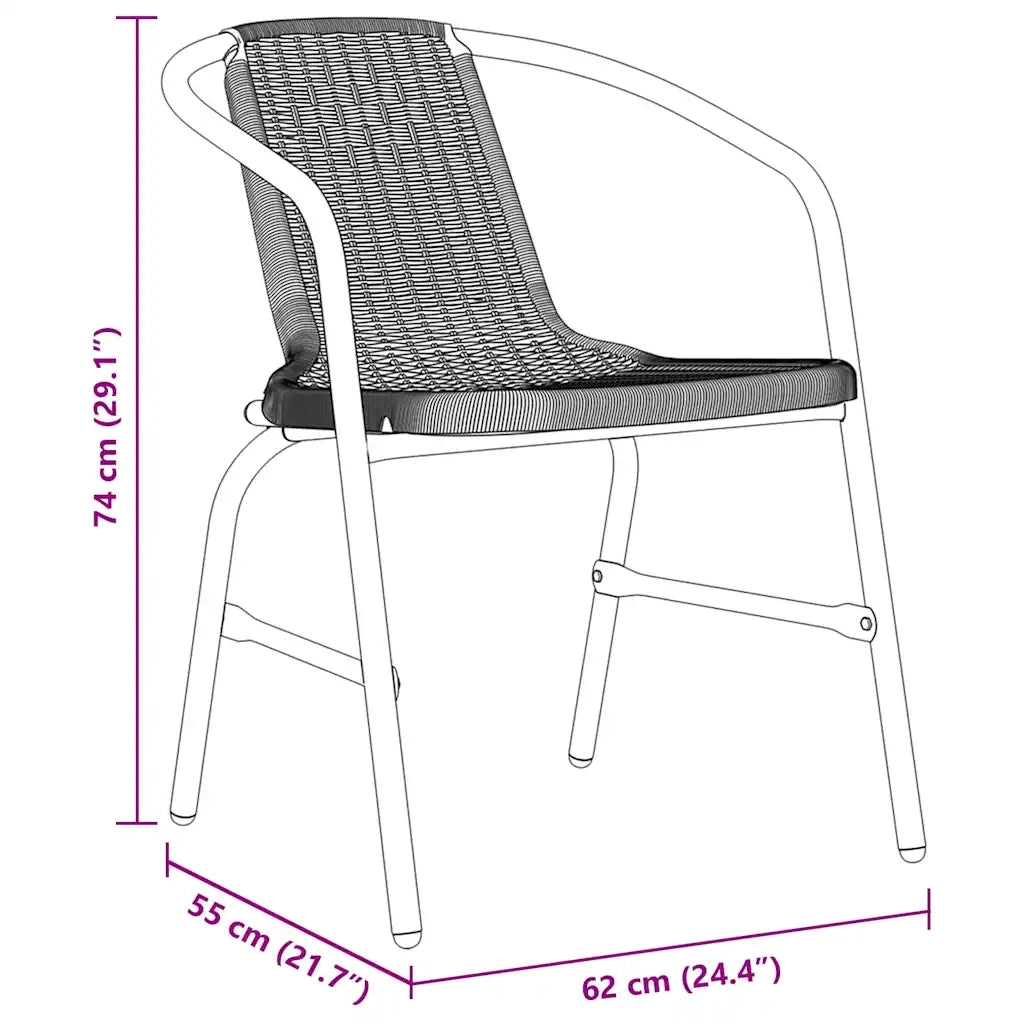 Set da Pranzo per Giardino 3 pcs Nero 3379380