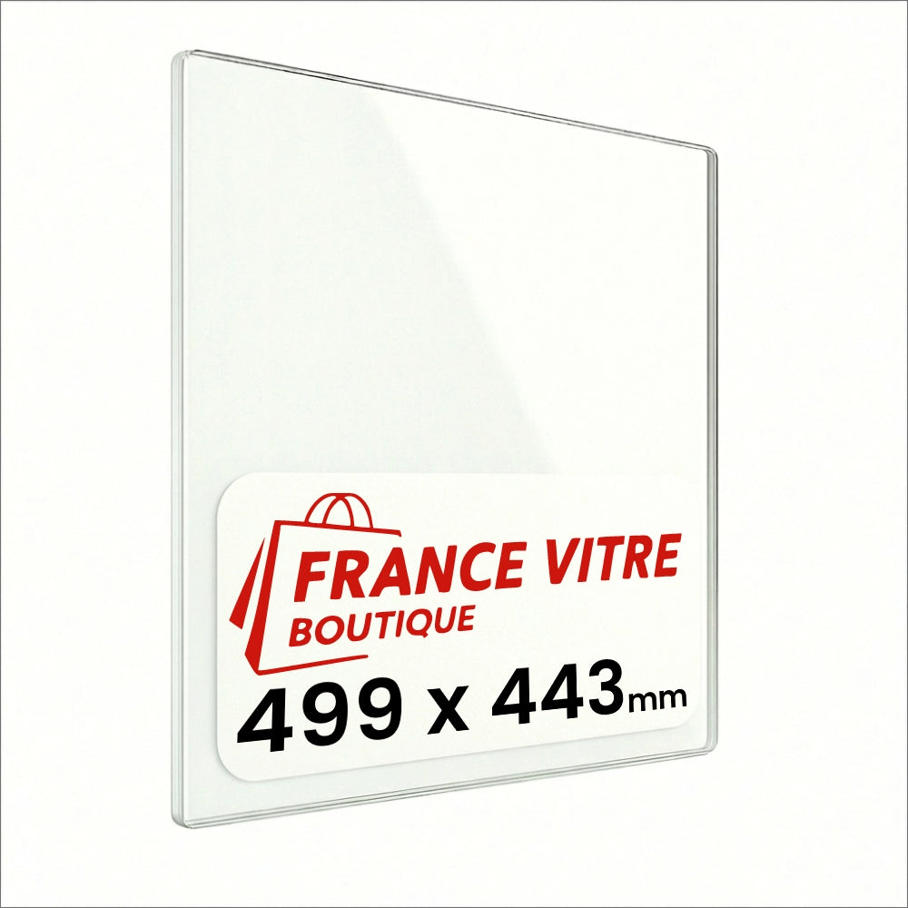 499 x 443 x 4 mm - Vetro per stufa a legna - vetro camino di ricambio - vetro per caminetto resistente al fuoco - France Vitre
