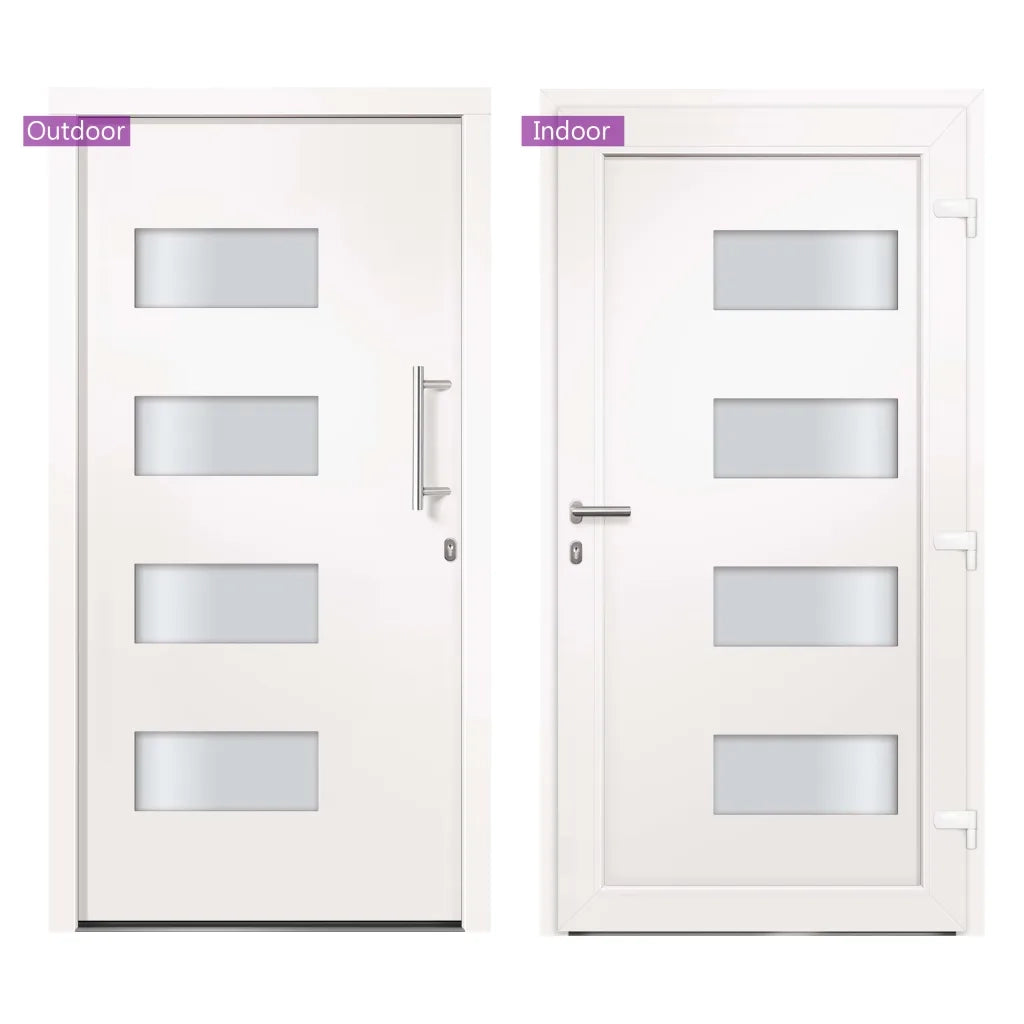 Porta d'Ingresso in Alluminio e PVC Bianco 100x200 cm 3056818