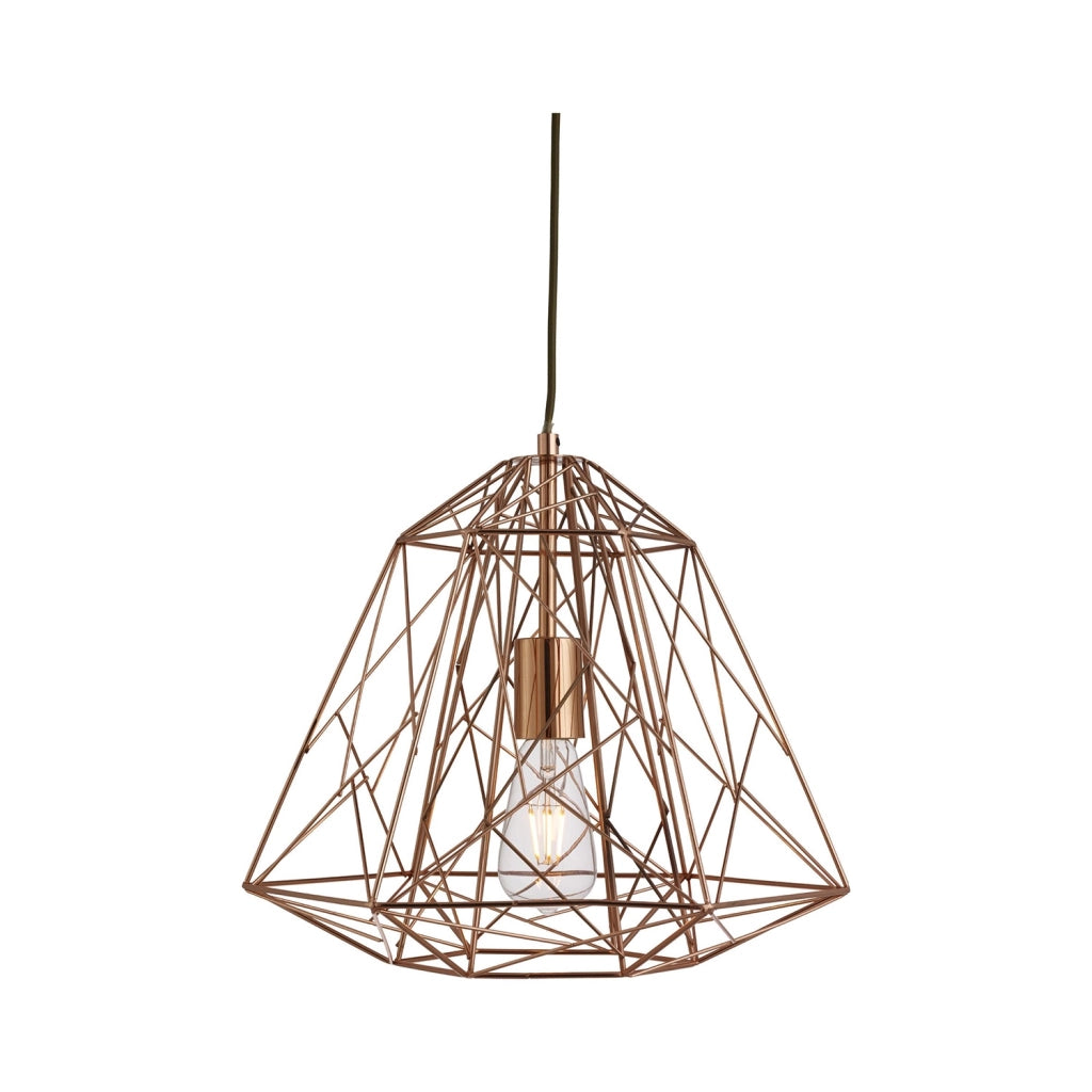 Sospensione Contemporanea Cage Geometrica Acciaio Rame 1 Luce E27