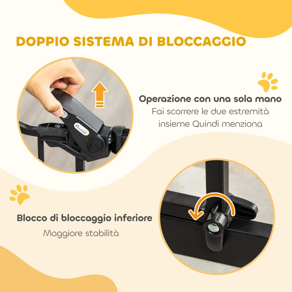 Cancellino per Cani Regolabile con Porta Piccola e Chiusura Automatica ¨C Minimal ¨C 74-80x104cm, Nero