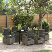 Set da Pranzo per Giardino 7 pcs Grigio polyrattan